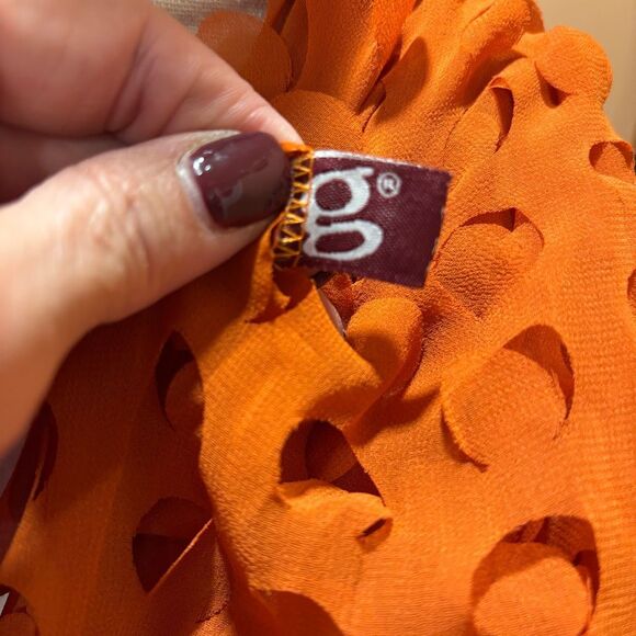 G by Guess Infinity Orange Scarf with Cutout Circles Punk Rock/ Grunge - Picture 5 of 5